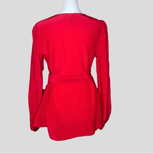NWT ModCloth Womens Wrap Top Size S Red Blouse Classic Chic Boho - Picture 3 of 11